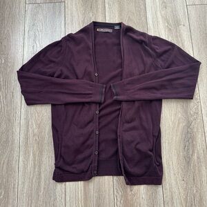 Ben Sherman Dark Burgundy 100% Cotton Cardigan Sweater